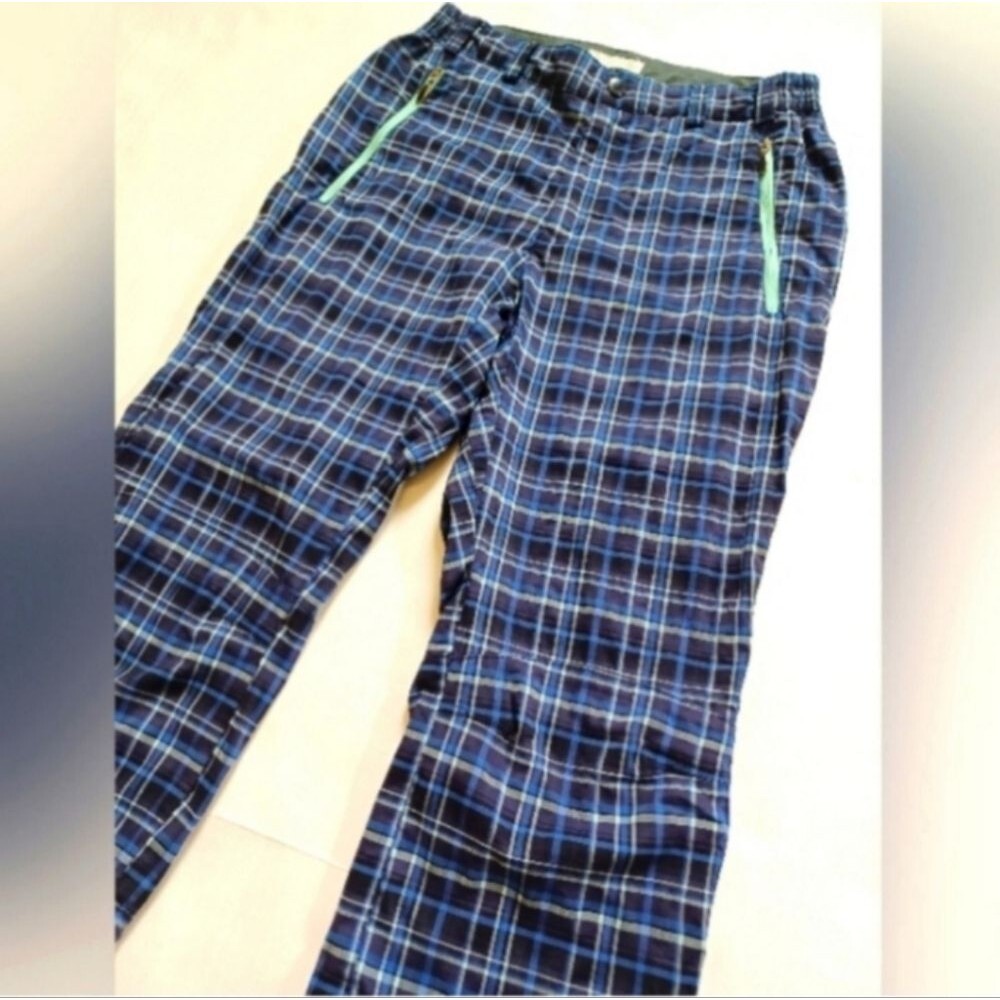 Columbia Plaid Capri Shorts Blue Turquoise Gray with Zippered Pockets - Picture 9 of 13